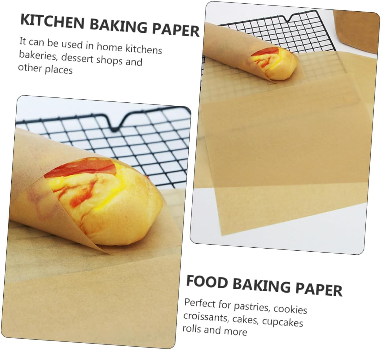 BESTYASH 100pcs 30x40cm Food Grade Baking Cooking Paper Unbleached Parchment Sheets Non-stick Kitchen Supplies for Baking Grilling and Air Fryer Use