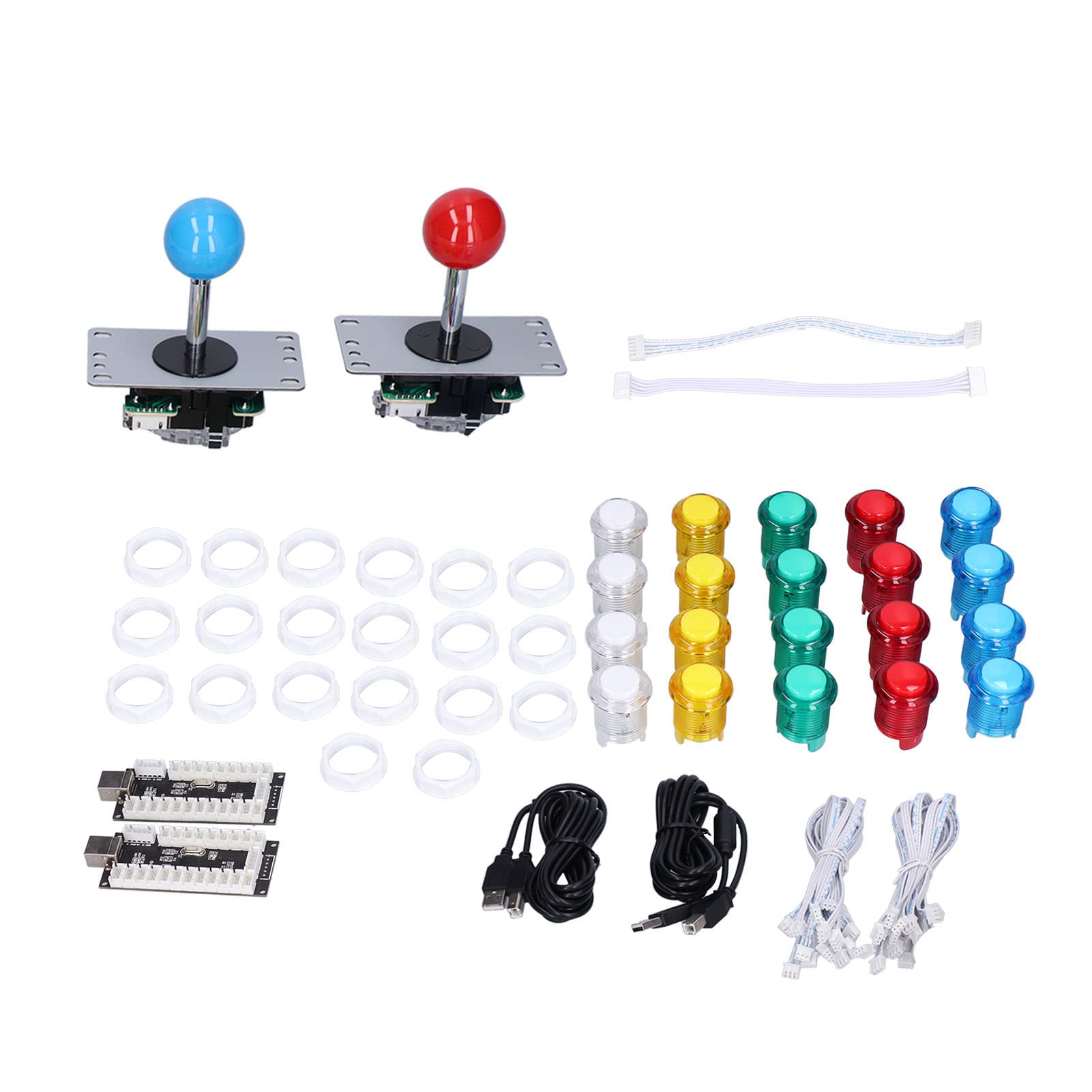 Acouto QM070906 Wersja dla Dwóch Graczy Gra Zręcznościowa Zestaw do Samodzielnego Montażu LED 8-kierunkowy Joystick do Gier Zręcznościowych Projekty DIY Ludzie Zestaw Gry Zręcznościowej Gra