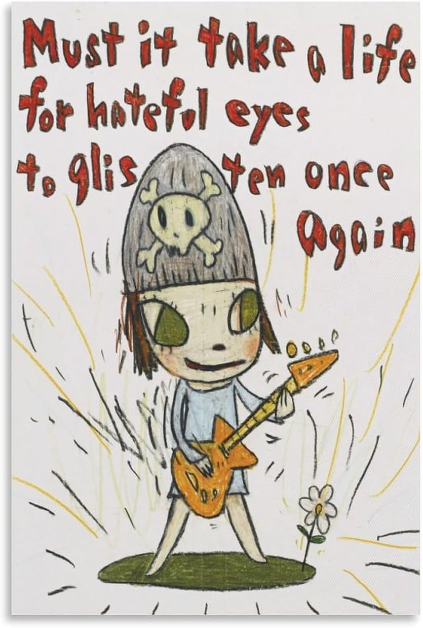 ZZYGGN GMGSW Guitar Girl by Yoshitomo Nara Canvas Poster Illustrations Wall Art Painting Yoshitomo Nara Prints for Bedroom Home Picture Decor 40x50cm Frameless