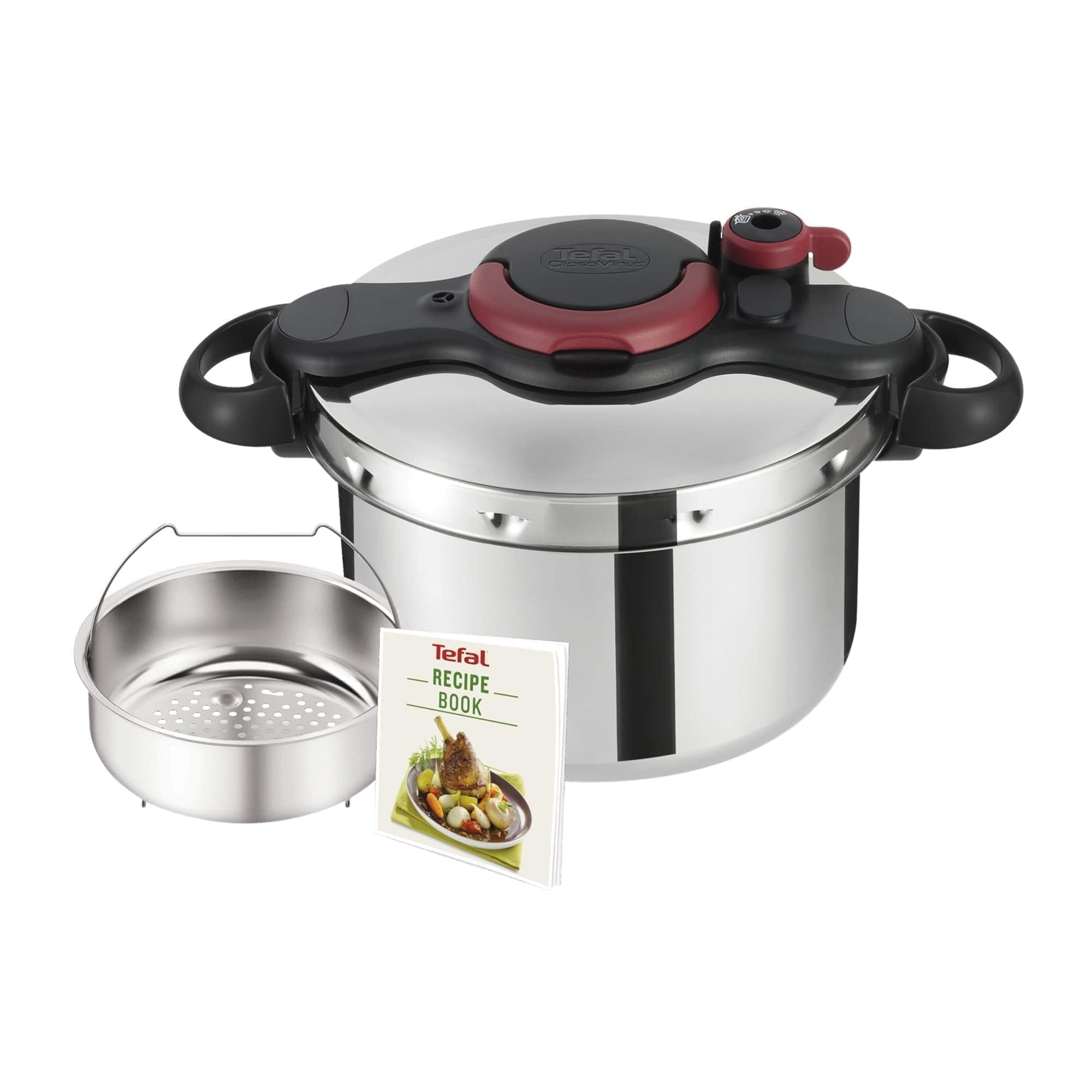 TEFAL Szybkowar Clipso Minut Easy 7,5 l, stal nierdzewna, wszystkie źródła ciepła, w tym indukcyjne, gotuje się do 2 razy szybciej, witaminy konserwowane, wyprodukowano we Francji, 2 lata,
