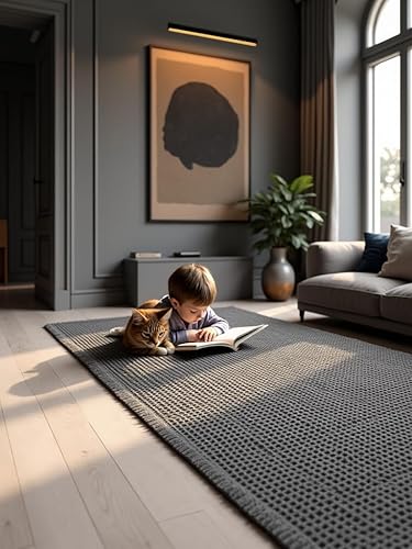 Miniatura 4 de IM HOME - Tapete tejido en punto gofre y con borlas, moderno, bohemio, absorbente, antideslizante, suave, lavable, para baño, dormitorio, cocina,