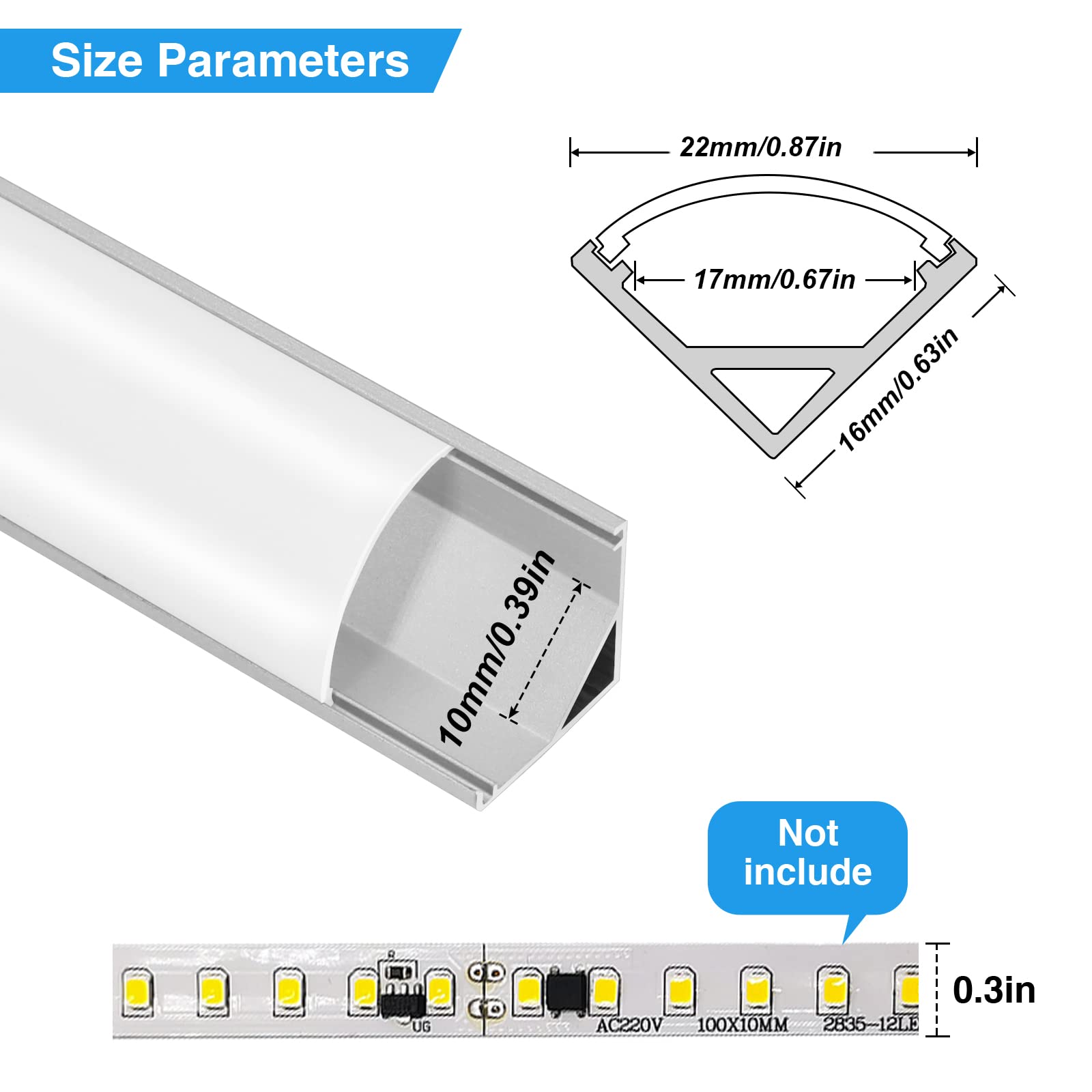 LED Aluminium Profil, LED Profil 14 x 1m, LED-Kanäle V-Form für LED Streifen, LED Leiste Profil und Diffusor für Perfektes Licht, mit Eckverbinder, Endkappen, Schrauben und Montageclips