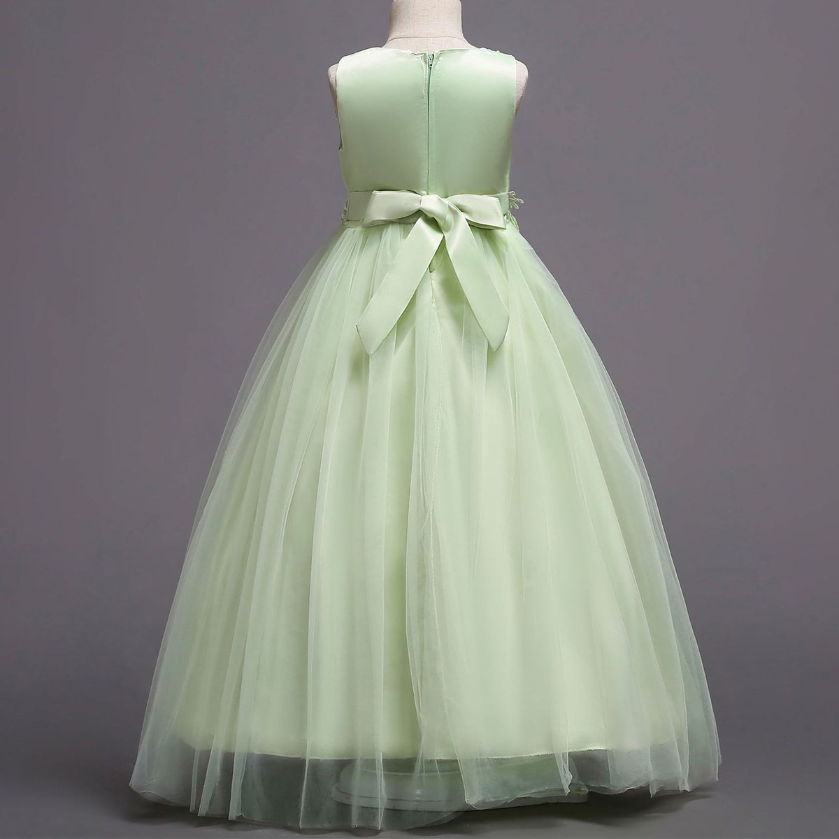 Vestido de niña de Dama De Honor Apliques de Encaje de Tul de Flores Princesa Vestidos de Boda Fiesta Comunión Cumpleaños Bola Pageant Paseo Baile Maxi Cóctel Fotografía Vestir 5-16 Años