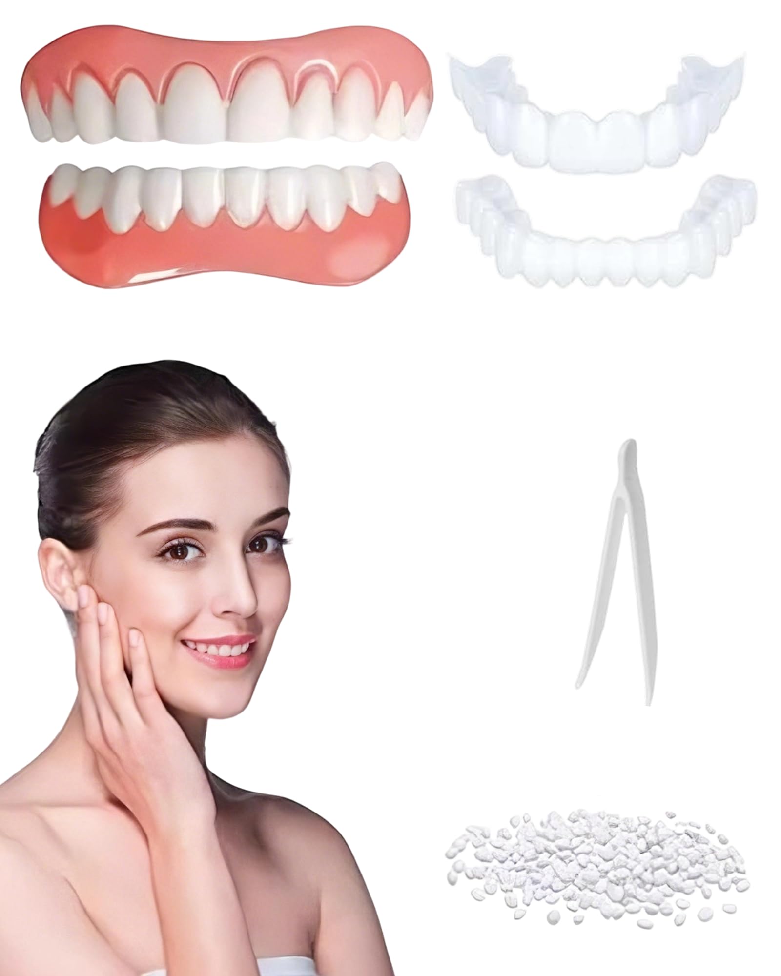2 Paia Protesi Dentale Universale,Faccette Dentali,Faccette Denti Sorrisi Cosmetici,Denti Finti Da Applicare Da Soli Dentiera Finta Naturale Dentiera Provvisoria,Protesi Naturali Istantanee