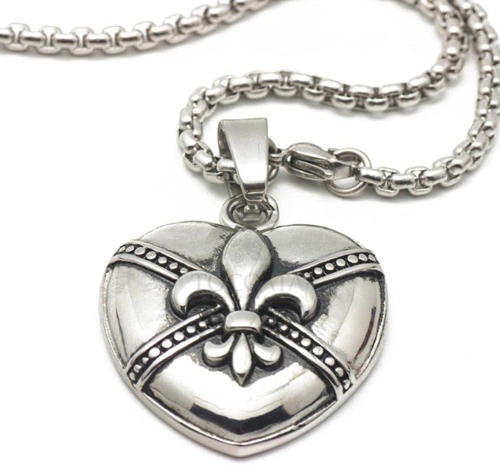Scout flower pattern peach heart-shaped necklace titanium steel couple hanging