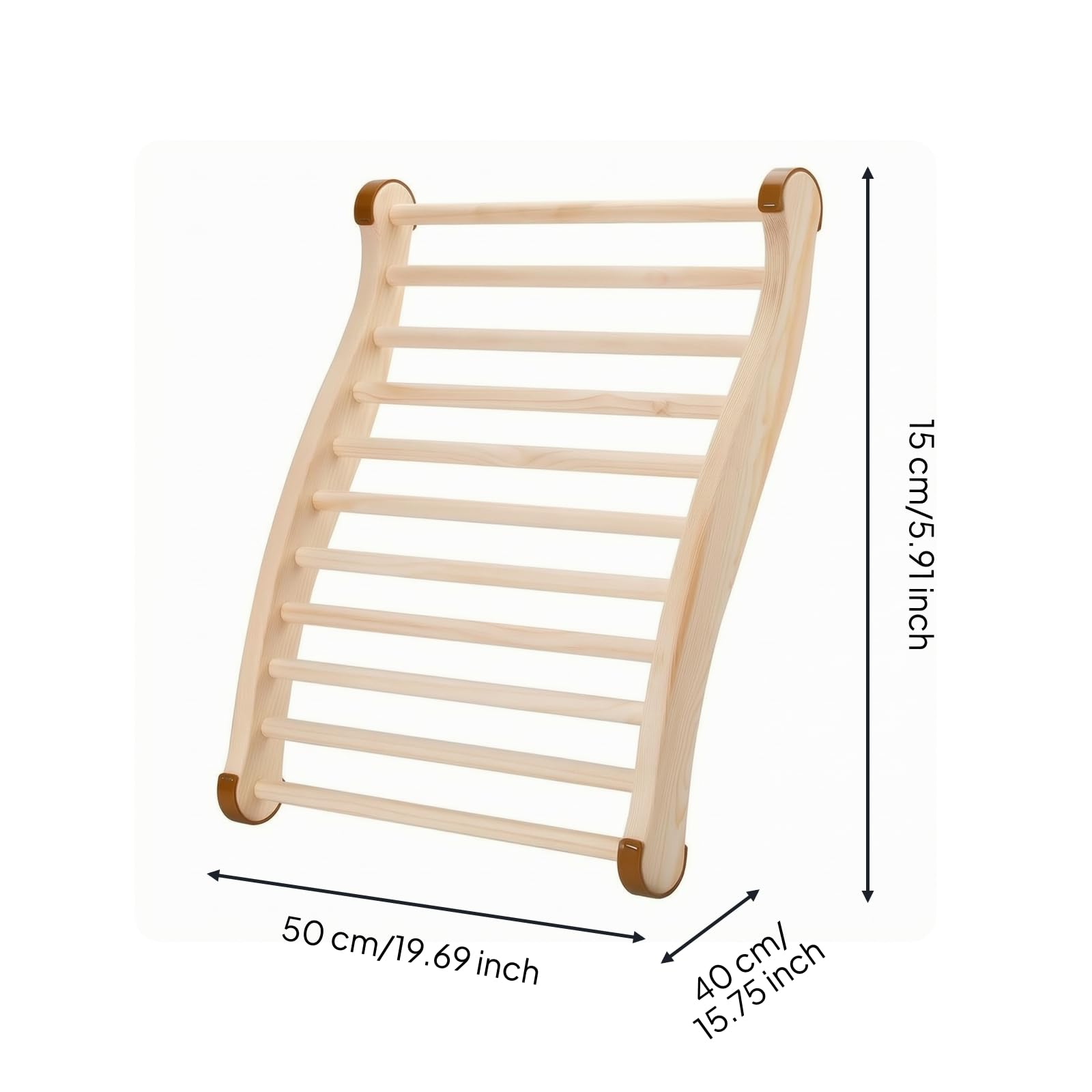 Cuscino Sauna Poggiatesta Legno Supporto Collo Appoggio Testa a Finitura Naturale Ventilazione con Laterali Adatto per Centri Benessere Cabine Domestico, Colore Legno Naturale Schienale