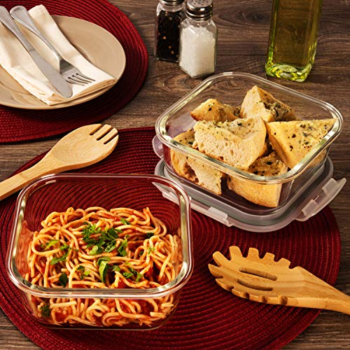 2 Large 1200Ml / 42 Oz Glass Food Storage Containers W/Airtight Lids - Microwave/Oven/Freezer & Dishwasher Safe - Bpa/Pvc Free + Leak Proof - Ideal For Baking & Storing Food. Keeps Food Fresh Longer #TOP1