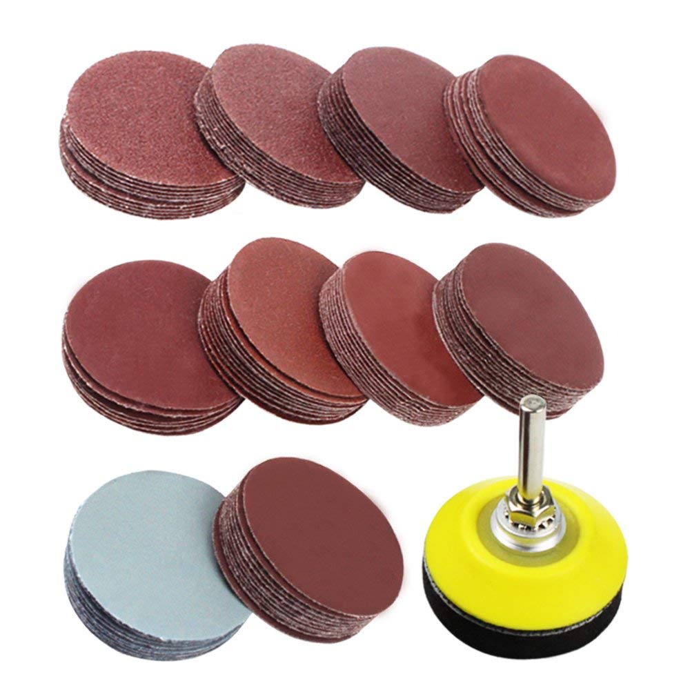400 Pieces 2 Inch Sanding Discs, 80-3000 Grit Sandpaper with 1/4" Shank Backing Plate and Soft Foam Buffering Pad, for Drill Grinder Tool, Hook and