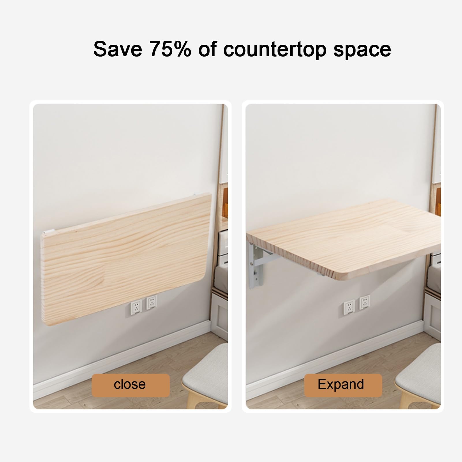 Generisch Klappbarer Wandtisch, an der Wand montierter Klapptisch, Klapptisch zur Wandmontage, hängender Computertisch aus Holz, Kleiner Holzschreibtisch für Büroküche (15,7 x 12 Zoll)