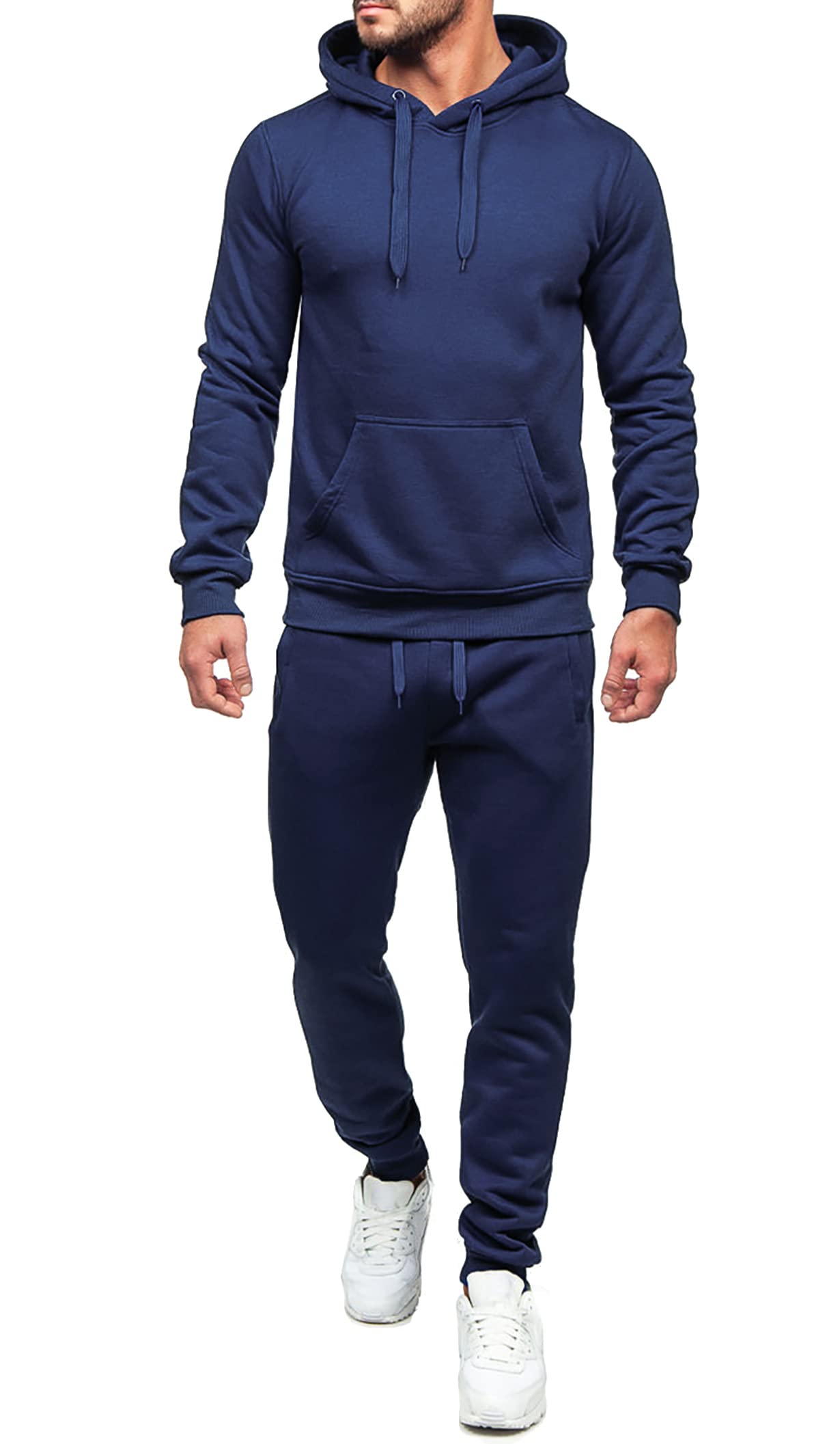 Evoga Tuta uomo completa maglia con pantaloni in cotone Training Fitness con cappuccio