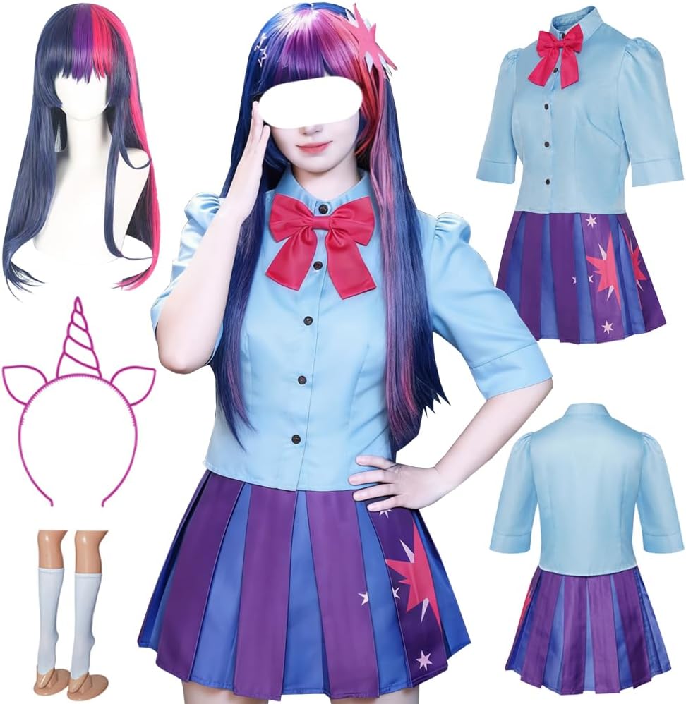 MYSUPERSTAR Twilight Sparkle Costume Purple Dress Twilight Sparkle Outfit With Hairband Party