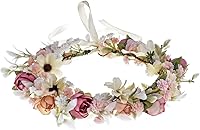 Floral Fall Camellia Rose Flower Crown Headpiece - Wedding Bridal Halo for Flower Girls & Maternity Photos FL-03