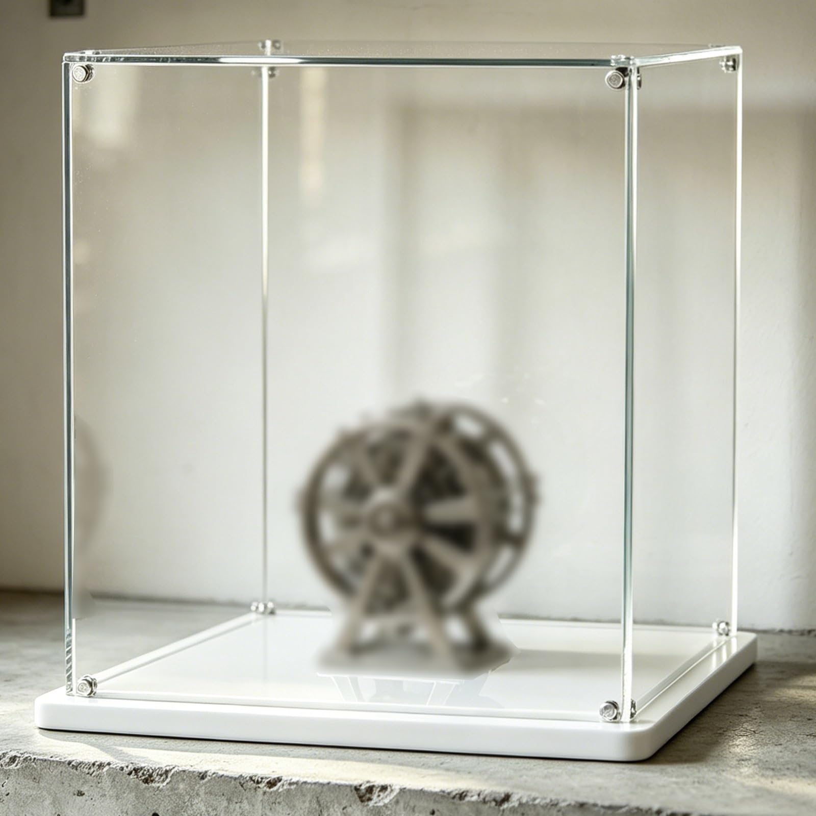 Display Case for Collectibles Assemble Clear Acrylic Box, 4 6 8 10 12 14 16 20 24 Inch Long Rectangle Acrylic Case, Transparent Hobby-presentation-cubes(White,25x25x25cm/10x10x10")