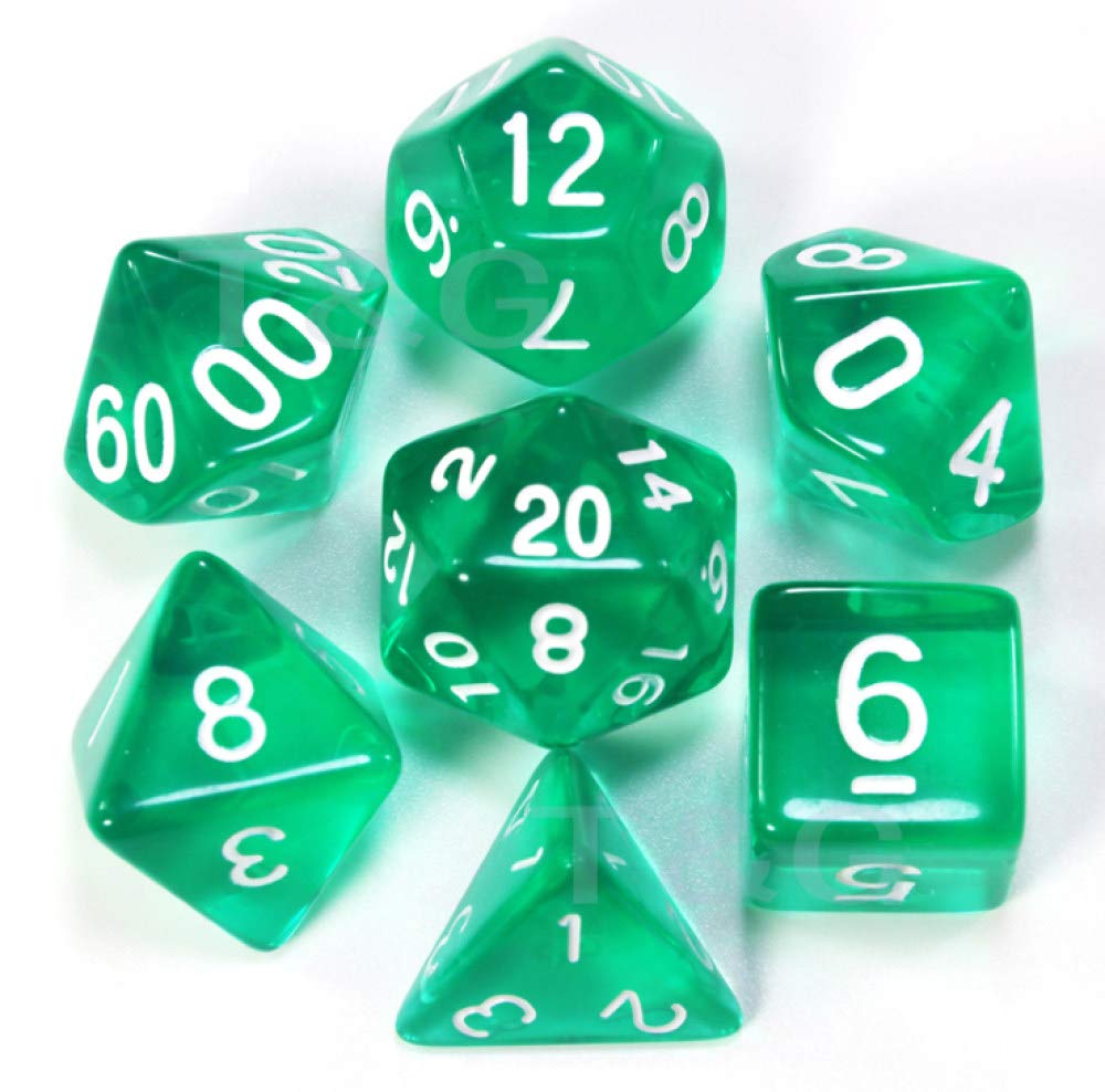 WHFDSBD Polyhedral Dice,Transparent Blue 7 Pieces Fine Acrylic Game 20 Sided Polyhedral Convenient Interesting Dice Set,Math Teaching
