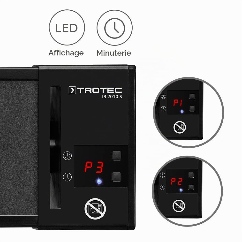 TROTEC Chauffage terrasse infrarouge électrique IR 2010 S 3 vitesses