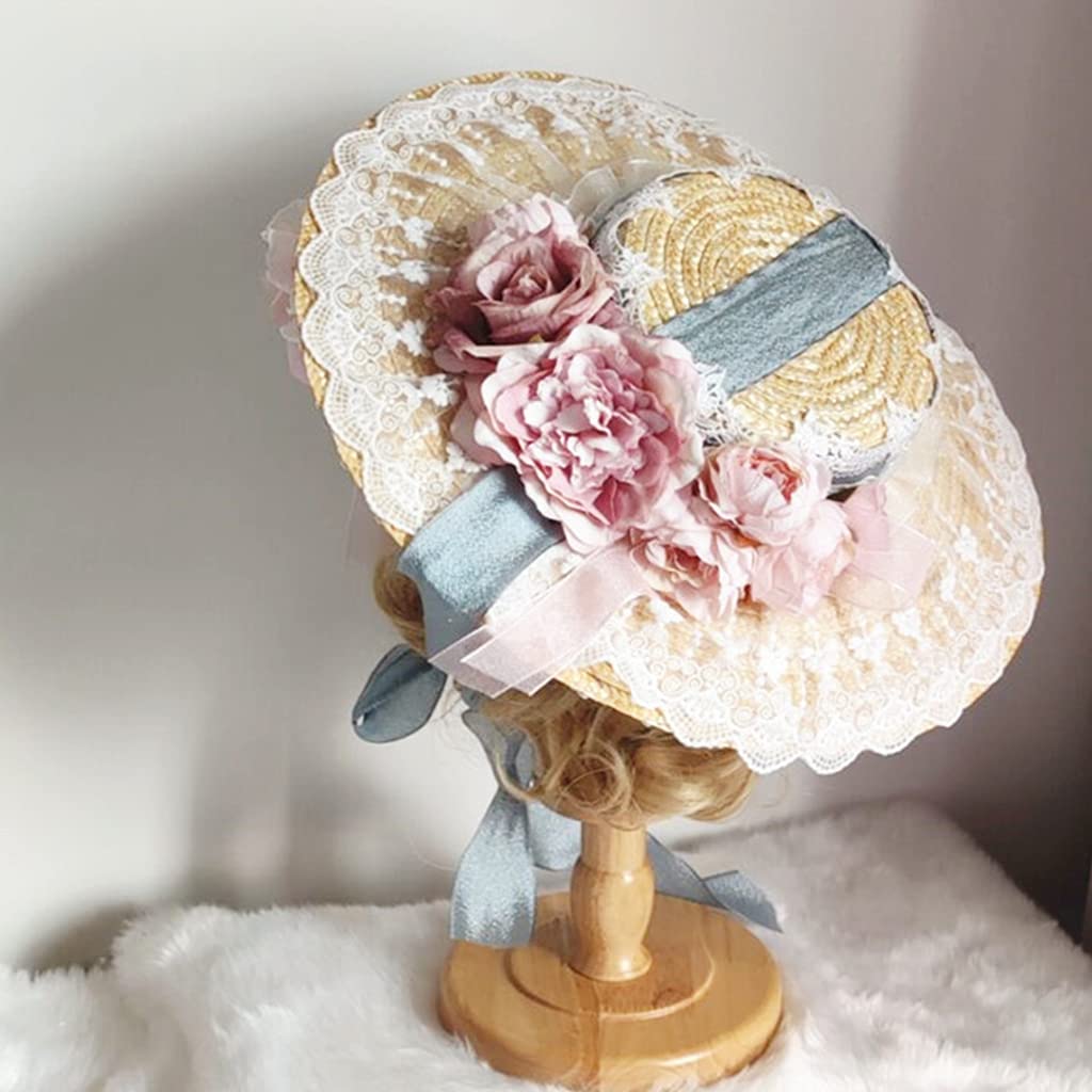 UNFAIRZQ Chapeau De Paille à Fleurs Pour Femme Avec Mentonnière à