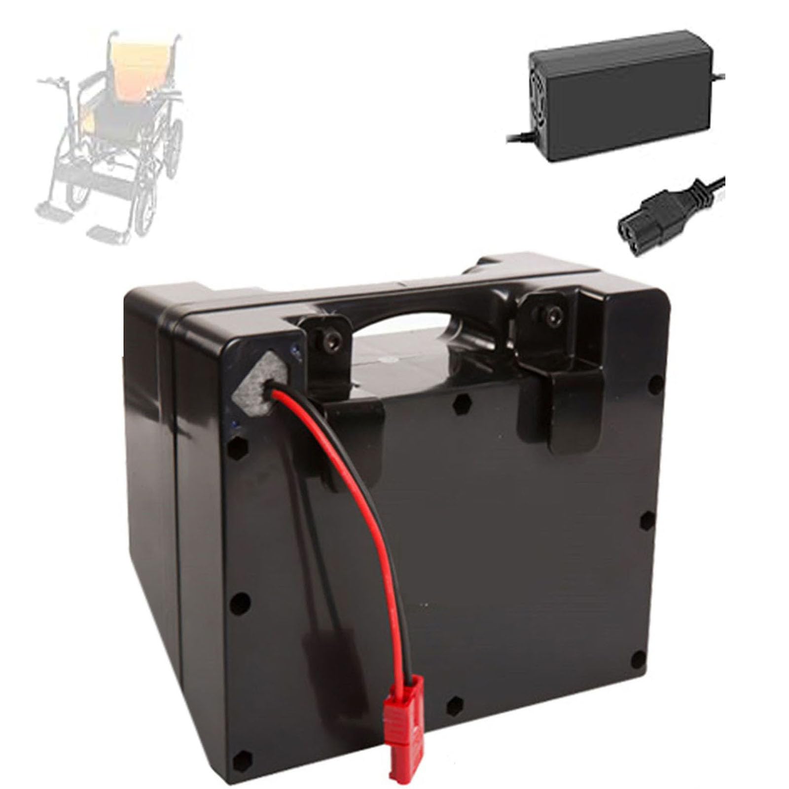 TGHY Li-ion Battery Pack 24 Volt Electric Wheelchair Battery 24V 40AH 50AH 60AH Rear-Mounted Wheelchair Battery with Charger for 100W-1500W Motor,60ah