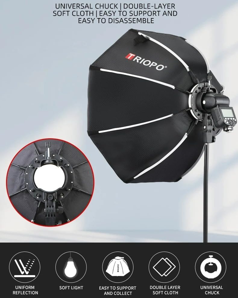 Image of Triopo KX90 90CM /35.4in Universal Folded Outdoor Speedlite Octagon Photo Softbox Umbrella Soft Box, for Godox V1 AD200 V1 AD200 TT600 V860II V850II TT685 Profoto A1 YONGNUO