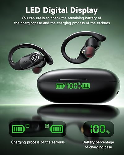 Miniatura 2 de Auriculares inalámbricos, auriculares Bluetooth, estuche de carga inalámbrica, pantalla LED, reproducción de 96 horas, micrófono integrado,