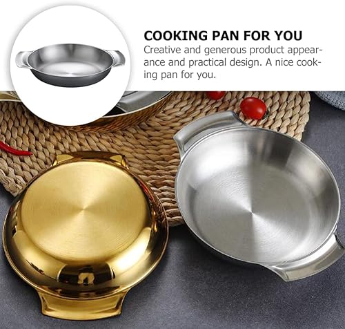 Miniatura 6 de Hemoton Olla de acero inoxidable con doble asa para paella multifunción estilo coreano olla cocina