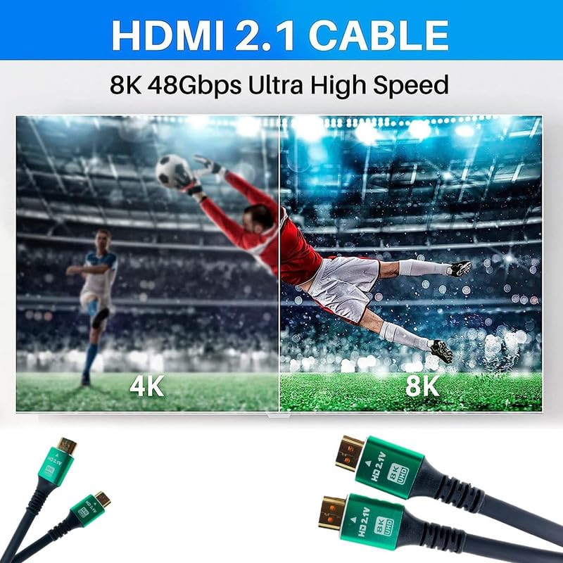 Image of COOLCOLD HDMI 2.1 Cable 3 Meter | 8K /4K Ultra High-Speed HDMI Cord 48Gbps 1ms | 8K@60Hz 4K@120Hz HDR10+ ARC eARC DTS:X | Compatible with TV, Monitor, Gaming PC, Laptop, Soundbar, Mac (Black)