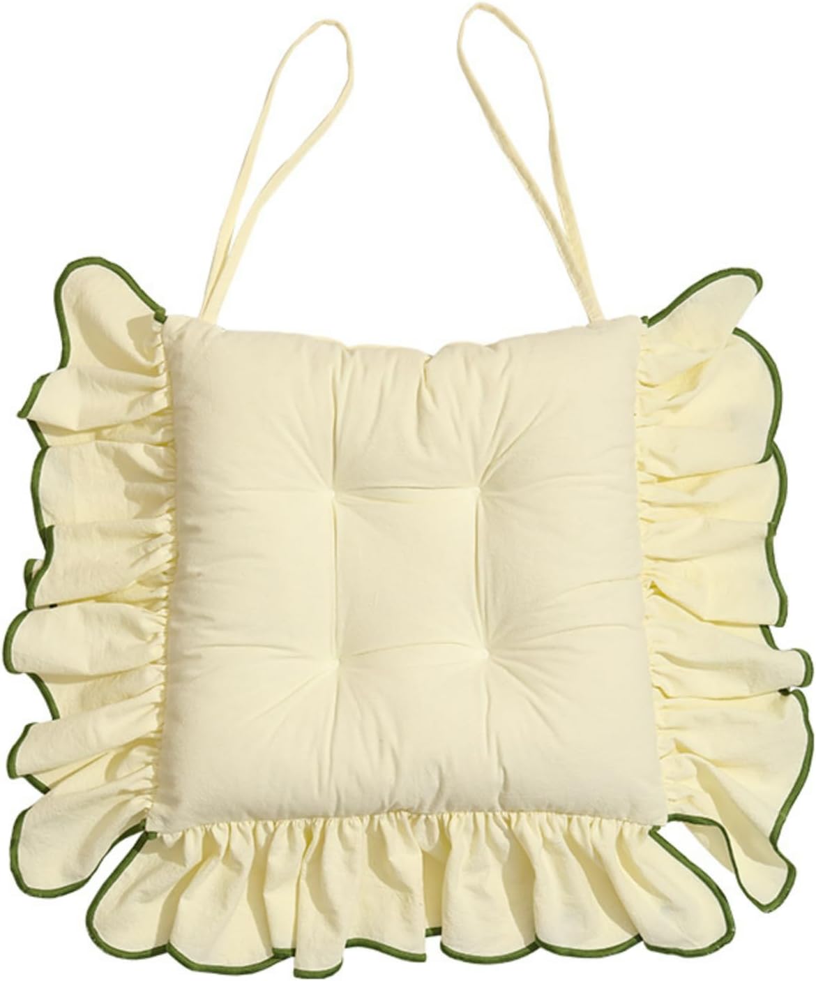 4 Pack Ruffled Chair Pads for Dining Chairs, Cotton Fabric