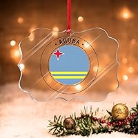 Vista 9 de Adorno de Navidad de Trinidad y Tobago para niños, bandera de Trinidad y Tobago, colgante acrílico para árbol de Navidad, recuerdo, bandera