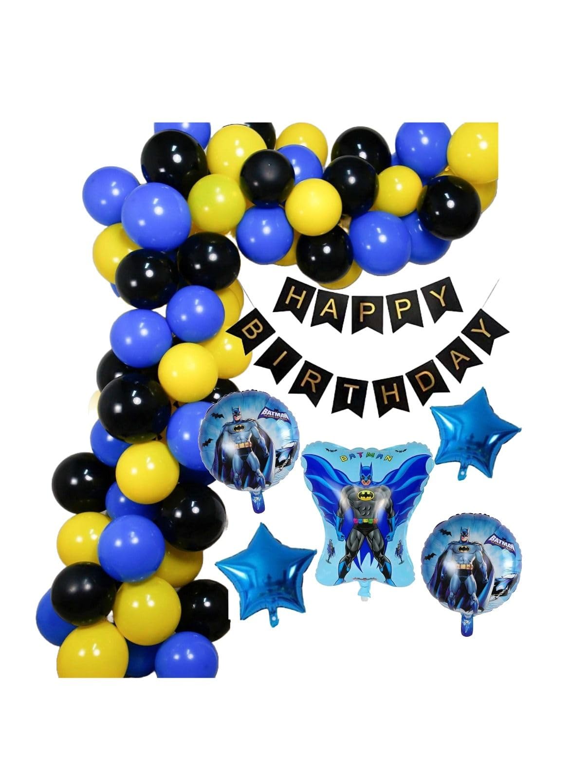 Boxwoods Batman Theme Birthday Balloons And Banner Set Multicolour