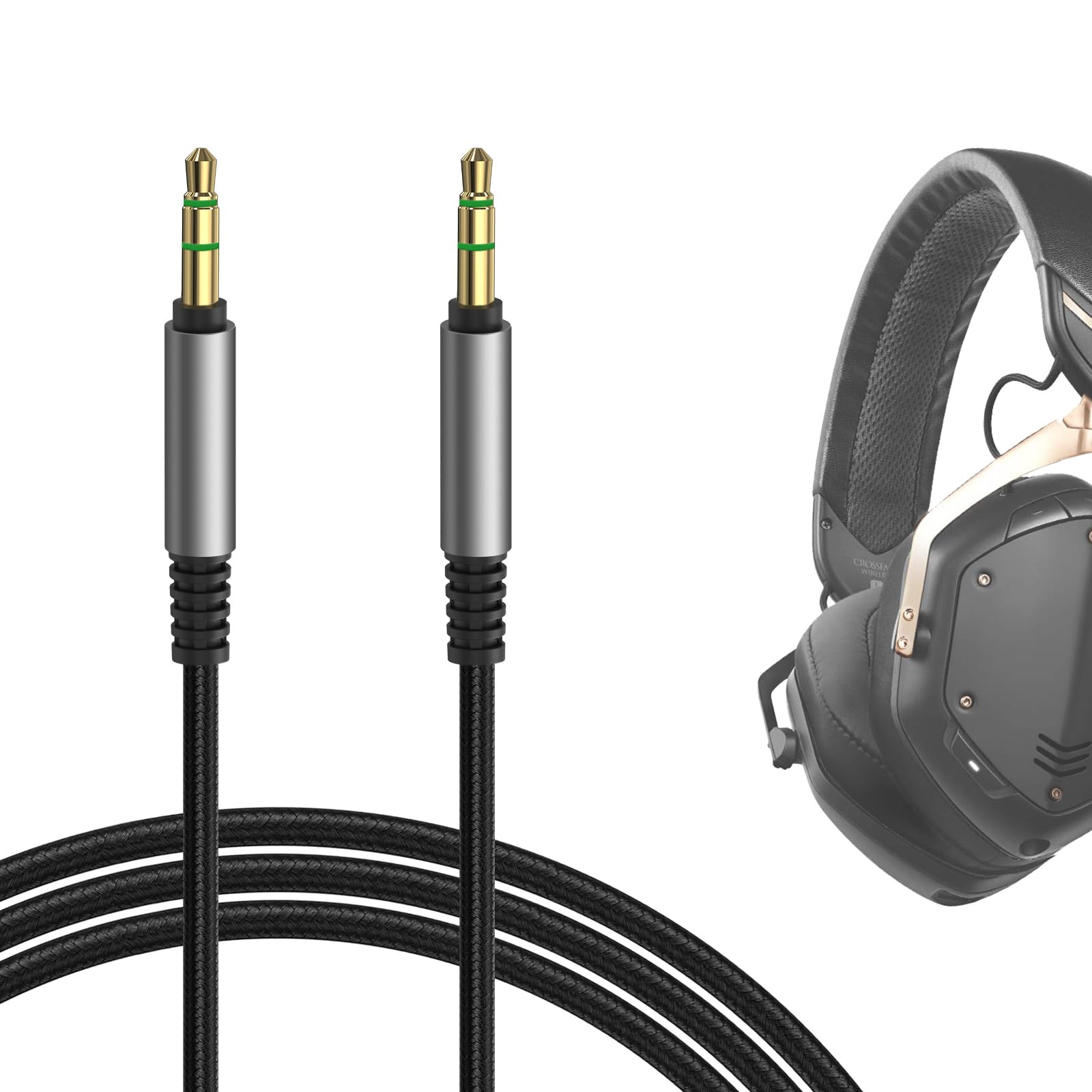 GEEKRIA Audio Cable Compatible with V-Moda Crossfade 3/2/LP2, M-100, M-80, V-80 Headphones, 1/8" (3.5mm) to 3.5mm Braided Nylon Replacement Stereo