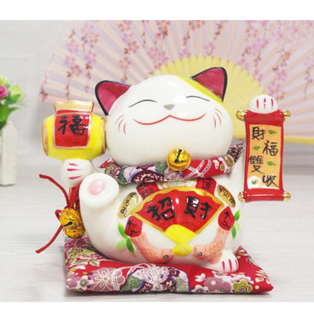 Amazon.co.jp: 7インチ 招き猫 日本 磁器 福猫貯金箱 貯金箱 福の祝福