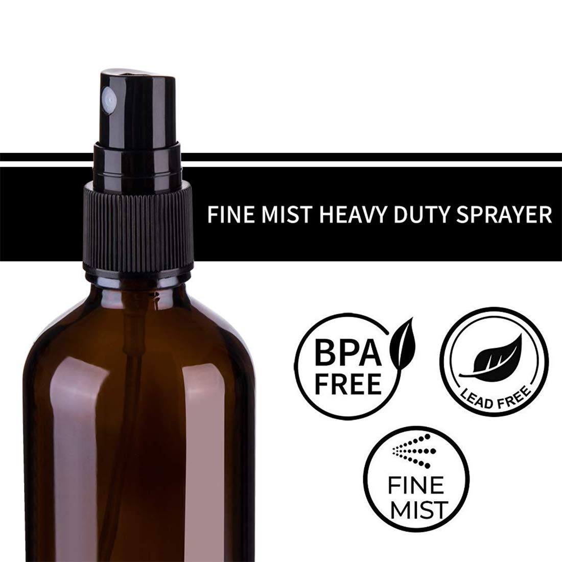 O-Kinee Bottiglie di Vetro Ambrato 8 pcs Flacone Spray di Bottiglie Da Viaggio Contenitore Riutilizzabile per Spray, Cosmetici, Aromaterapia, Medicina, olio Essenziale,Profumo (100ml)