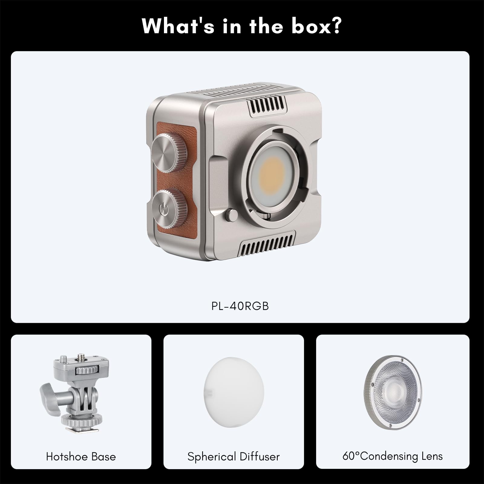 Tolifo Luce per videocamera a LED RGB da 40 W con batteria integrata, a scarpa fredda, diffusore e 60° Lenst, a colori 2700K-6500K CRI97+/TLCI98+, 20 scene per Tiktoker, Vlogger e Streamer