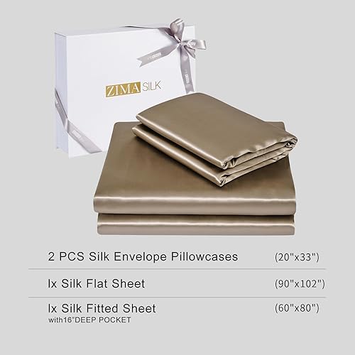 Miniatura 6 de Juego de sábanas de seda 100% de morera ZimaSILK, 4 piezas