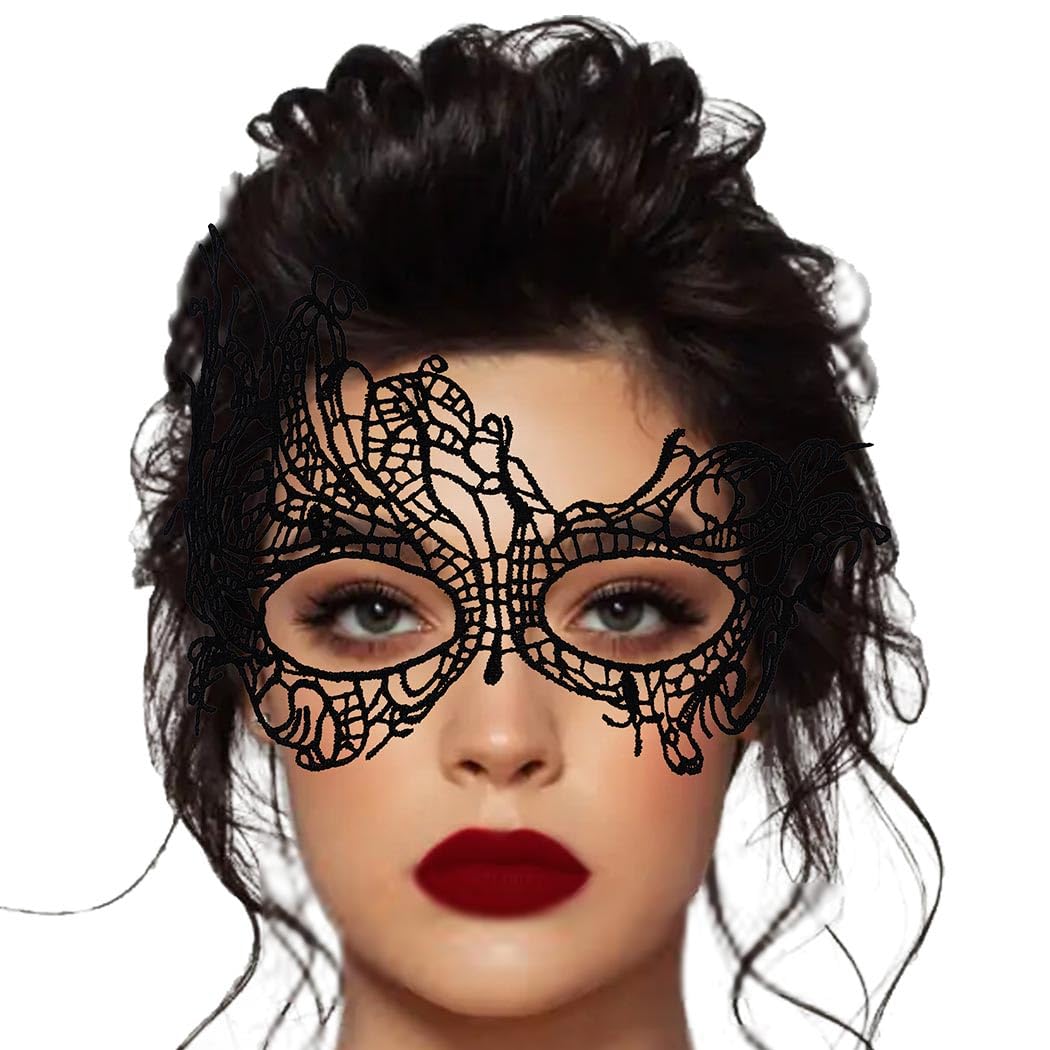 Nicute Lace Masquerade Mask Black Halloween Masks for Women