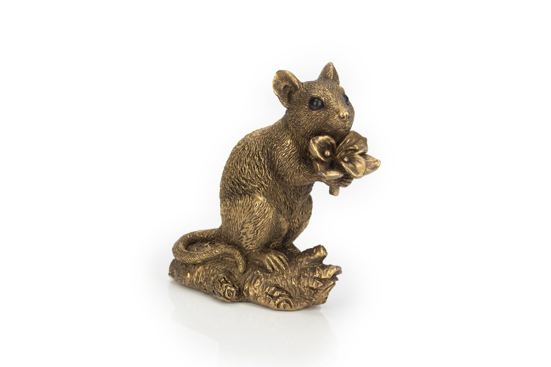 Healthy Living Direct Bronze Mouse With Flower Ornament