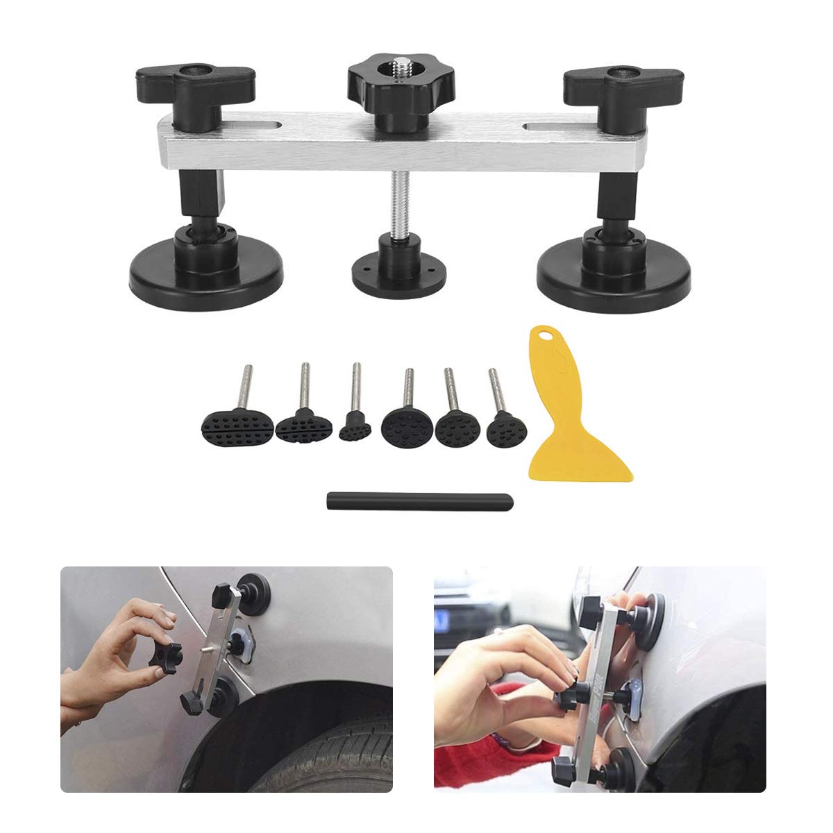 Strumento di riparazione ammaccatura senza vernice, kit di riparazione ammaccatura corpo 46PCS con pistola per colla a martello, penna di riparazione per auto, frigorifero