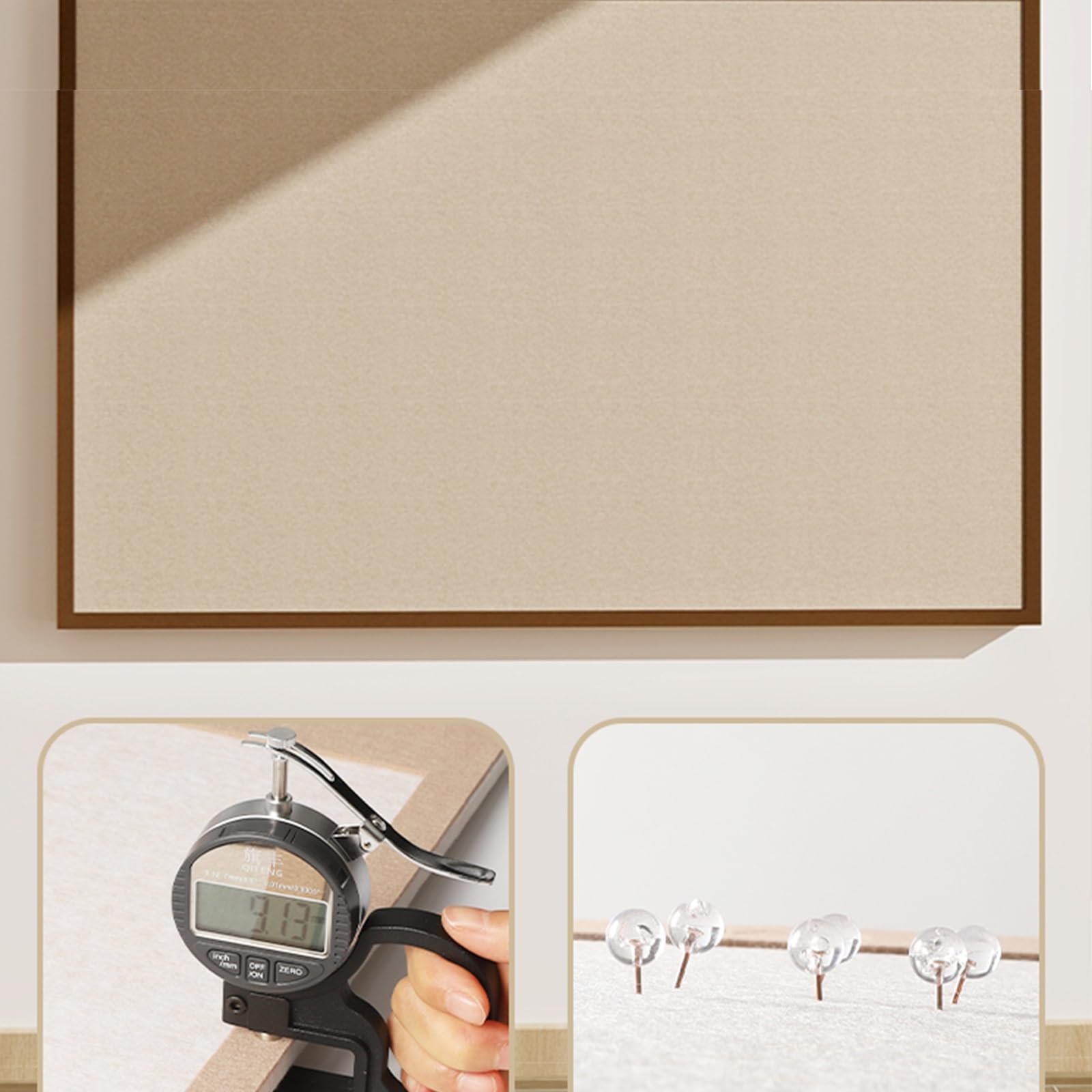 60 X 40cm Linen Bulletin Board, White Framed Corkboard, White Oak Frame Linen Cork Board, Vision Board And Decorative Hanging Pin Board(Grey+white,60 * 120cm)