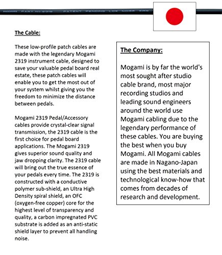 2 Units - 12 Inch - Pedal, Effects, Patch, Instrument Cable Custom Made By Worlds Best Cables – Made Using Mogami 2319 Wire And Eminence Gold Plated ¼ Inch (6.35Mm) R/A Pancake Type Connectors #TOP1