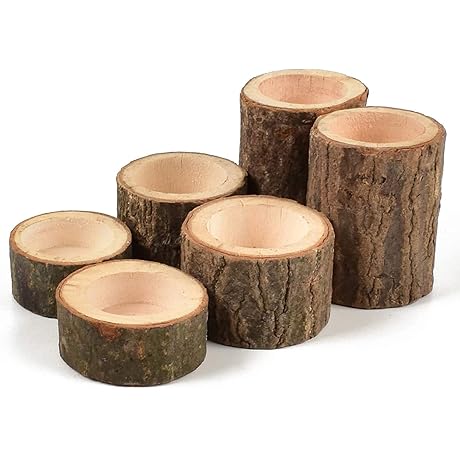 Personalized Rustic Wooden Tea Light Candle Holders Set