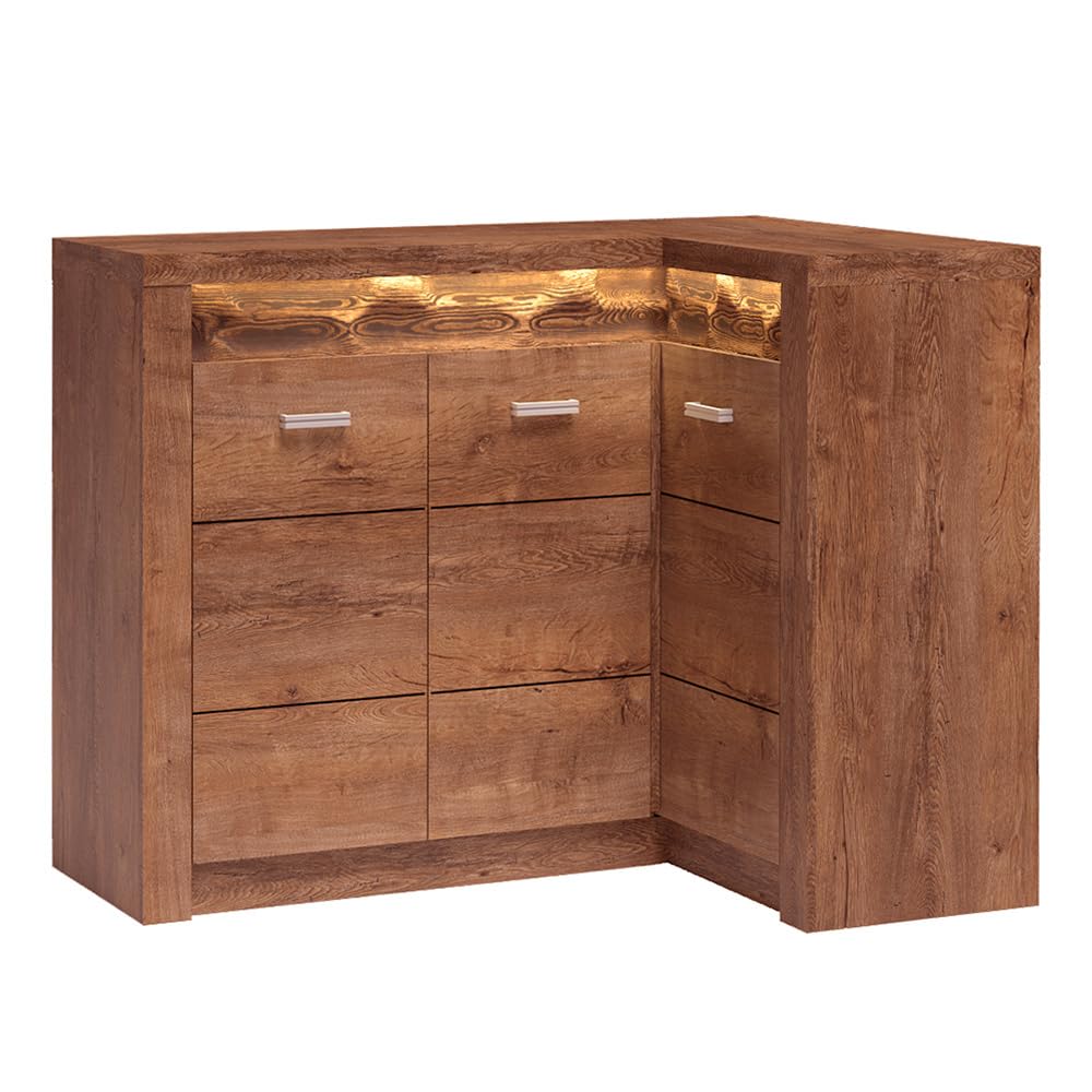 Lomadox Eckkommode Sideboard Eckschrank Kommode Wohnzimmerschrank Anrichte Aufbewahrunsschrank modern in braun Küche, Haushalt & Wohnen