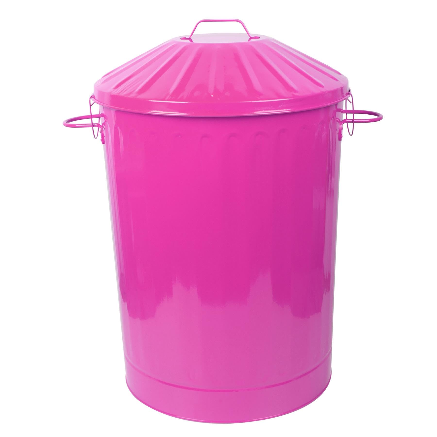 simpa 60L Colourful Vintage Style Metal Tapered Dustbins & Lids - Pink 62cm (H) x 38cm (Dia) — view 65