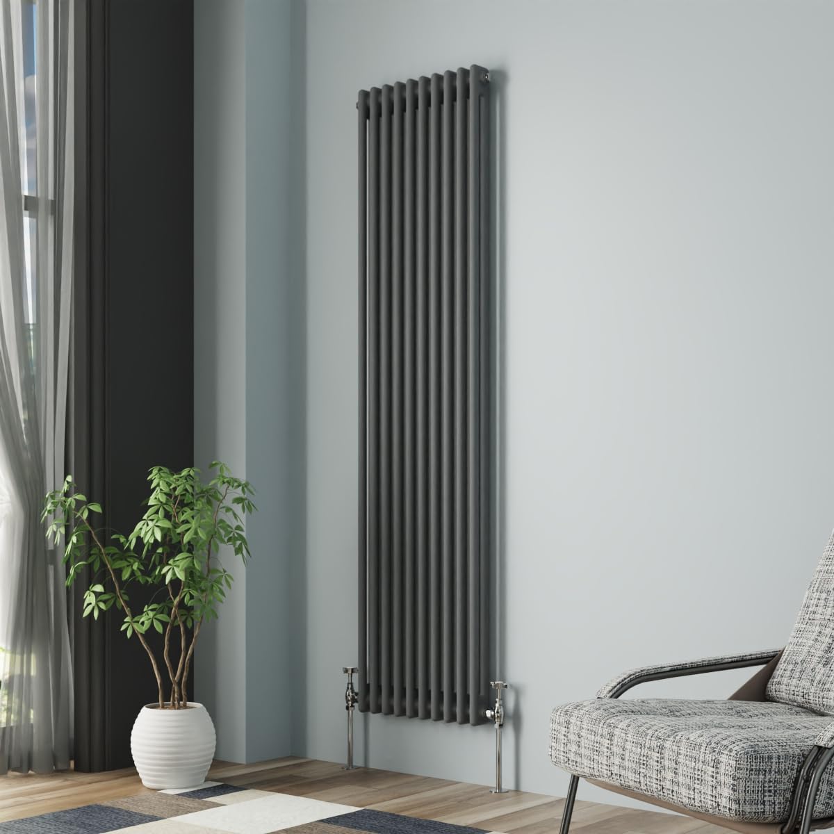 NRG Column Radiator Anthracite 1800x470mm Double Traditional Cast Iron Style Heater Interior Designer Vertical Bathroom Radiators