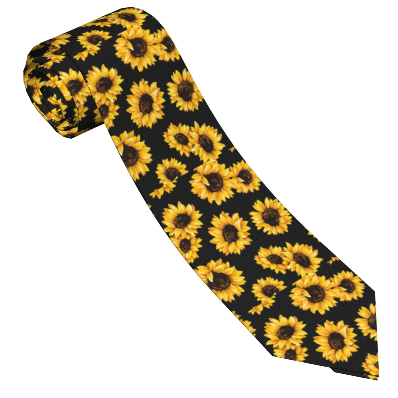 Yellow Sunflowers Sunflower Tie For Men Formal Elegant Slim Silk