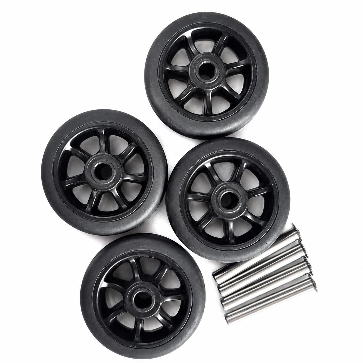 Universal Luggage Replacement Wheels Set of 4 with Axles Screws | Heavy Duty Trolley Suitcase Spare Wheels Smooth Silent Rolling Repair Kit Black-image-35