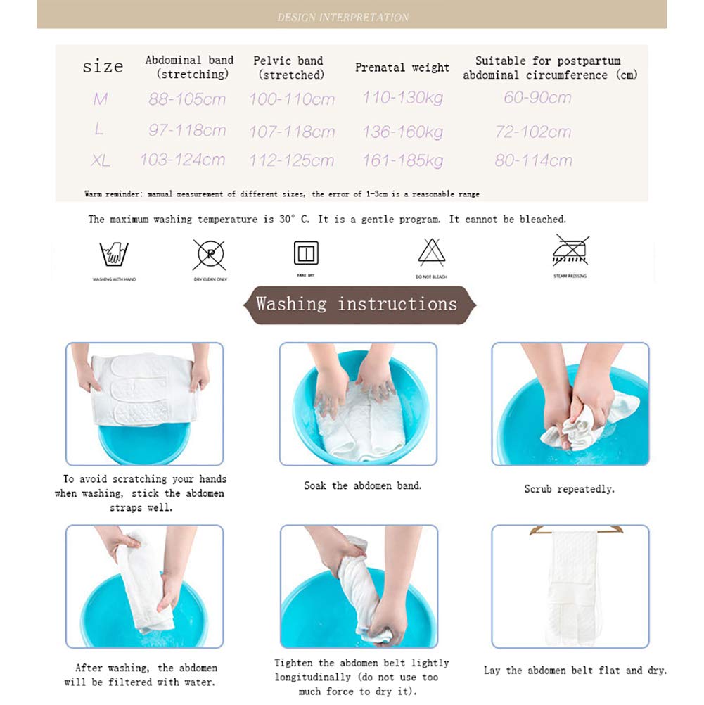 Post Belly Band Postpartum Cintura per Cintura Cinturante per Pancia, Shapewear, Cintura pelvica/Sezione c/Cotone Traspirante 2 in 1,Bianca,M