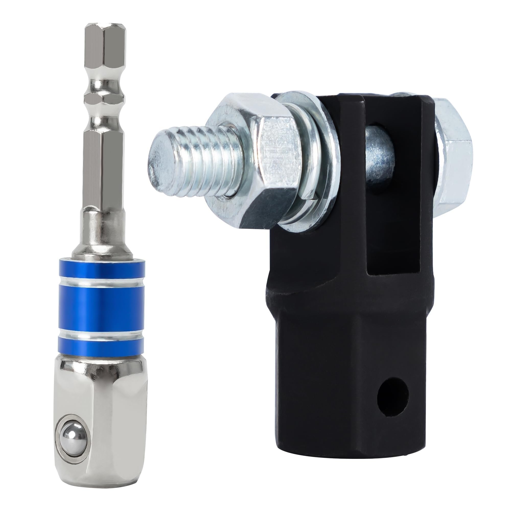 THE WHITE SHOP 2PCS, Scissor Jack Adapter with Impact Socket Adapter, Trailer Jack Drill Adapter for 1/2 Inch Impact Drills or 13/16 Inch Lug Wrench, Easy Raising, Black
