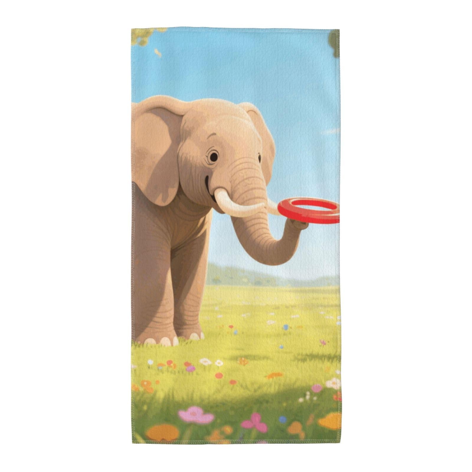 FekiLoot Absorbent Hand Towels 13.8"X27.5" Decorative Bathroom Towel Soft Microfiber Face Towel Elephant and Dog Dish Kitchen Towels for Bathroom Kitchen Hotel Spa Bath Towels