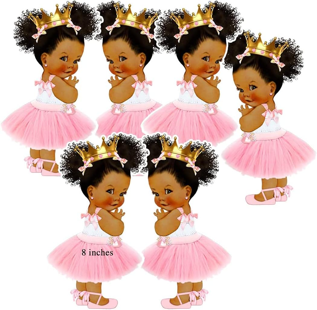 Baby Princess Party Cut-Outs, African American Princess Baby Shower Decoration (10 inches)