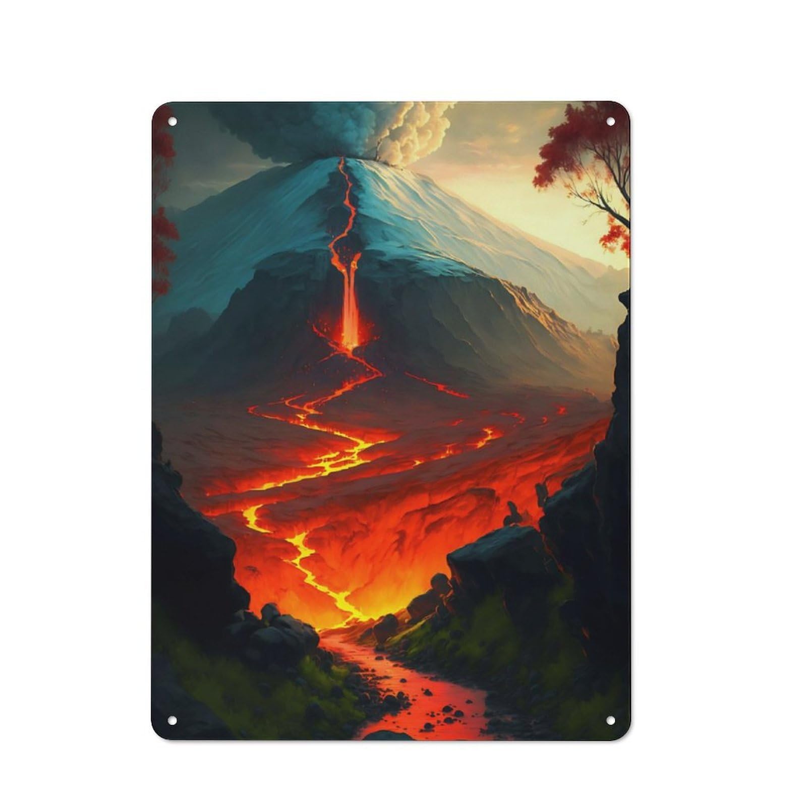 Junmoney Lava River For Lounge Or Reading Corner, Rustic Tin Sign 40X30cm, For An Autumn Update To Lounge And Reading Corner