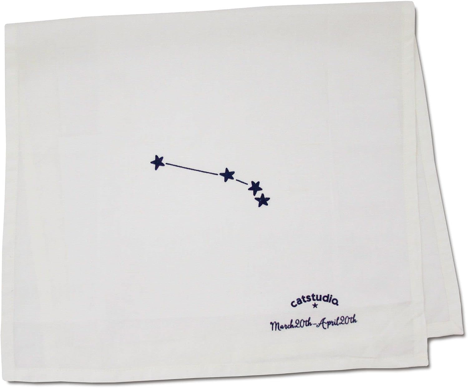 Catstudio Aries Dish Towel, Astrology Kitchen Towel with Matching Gift Pouch - Celebrate March & April Birthdays with Luxe Hand Towels Embroidered with Aries Zodiac Signs